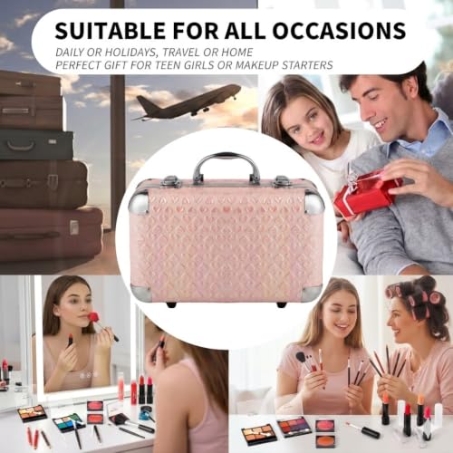 Hot Sugar Pink Heart All-In-One Makeup Set for Teen Girls with Travel Case