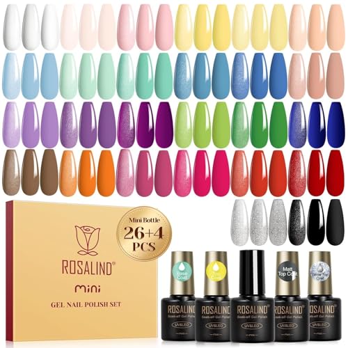 ROSALIND 30pc Pastel Gel Nail Polish Set with Top & Base Coats