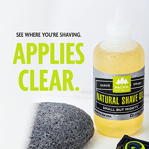 Pacific Shaving Company Natural Shaving Oil - Shaving Oil for Men & Women - Avocado, Sunflower Seed & Vitamin E Oil for Face, Legs, Arms & Full Body - Unisex Beard & Shave Care (2 Fl Oz)
