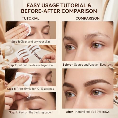 4D Hair-Like Eyebrow Tattoo Stickers - 54 Pairs (6 Sheets)