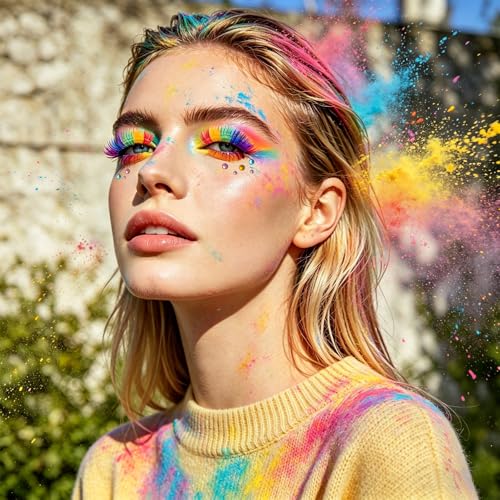 5 Pairs 3D Mink Rainbow Lashes & Face Gems Set