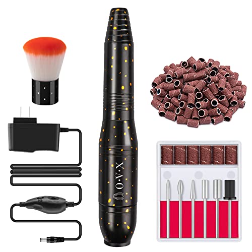 OVX Gold Black Portable Electric Nail Drill Machine for Acrylic Nails