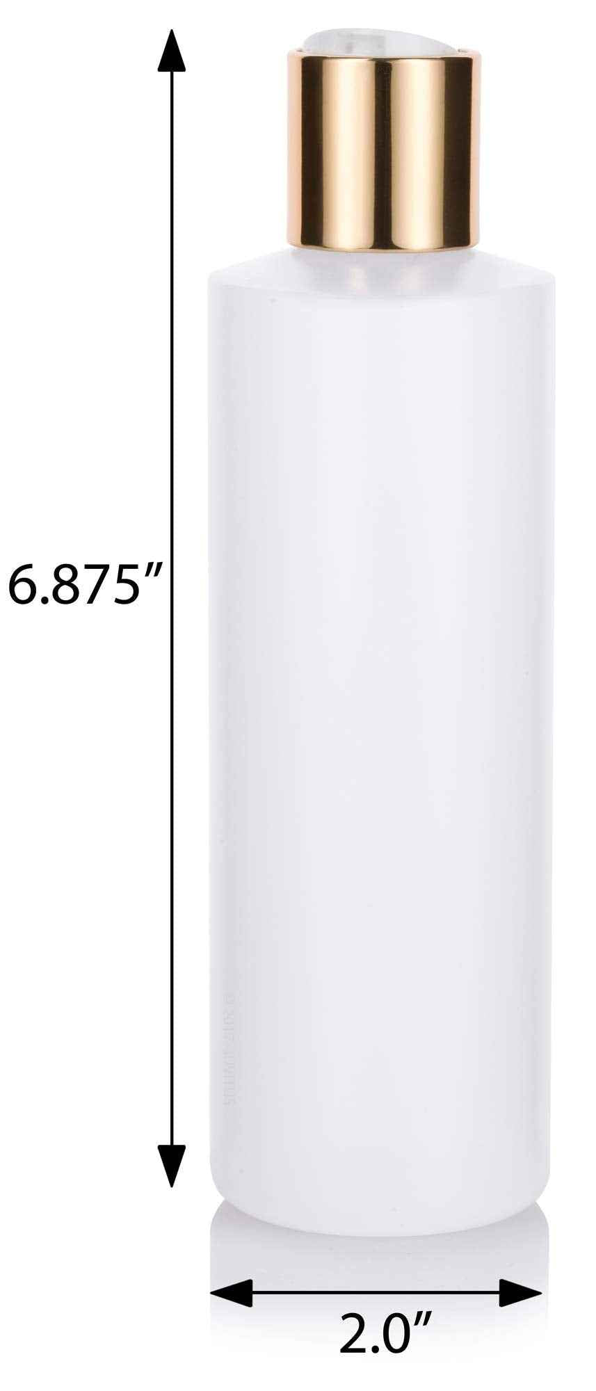 JUVITUS 8 oz Clear Natural Refillable Plastic Squeeze Bottle with Gold Metal Disc Cap (12 Pack)