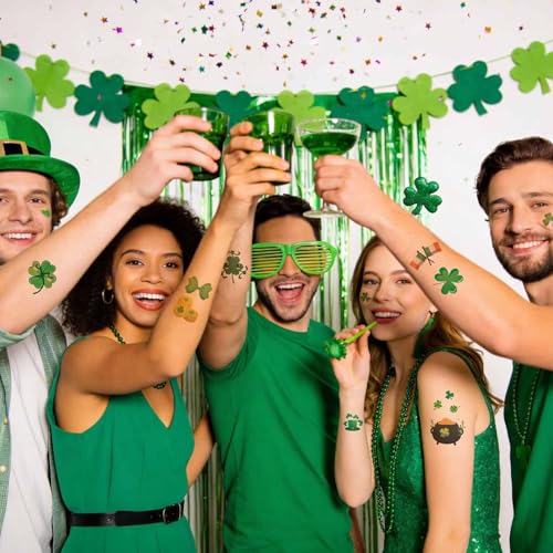 St Patrick's Day Temporary Tattoos - 26 Sheet Shamrock Face Stickers