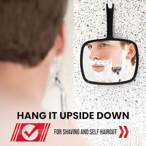 8-Inch Black Hand Mirror for Makeup with Ergonomic Handle - Portable & Durable