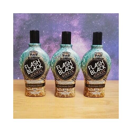 European Gold Flash Black 4000X Indoor Tanning Lotion with Time-Release DHA Bronzers, 12 oz