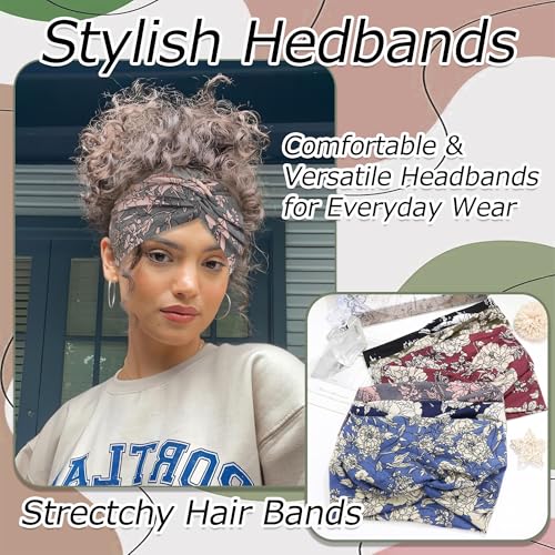 Wide Twist Headbands for Women - Paisley Print, 6 Pack, Comfortable & Non-Slip