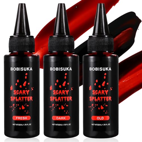BOBISUKA 3-Piece Halloween Fake Blood Kit - Realistic SFX Makeup