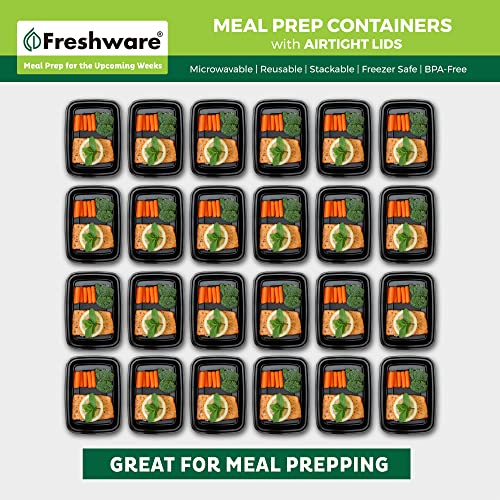 Freshware Meal Prep Containers 1 Compartment Food Storage Containers with Lids, Bento Box, BPA Free, Stackable, Microwave/Dishwasher/Freezer Safe (28 oz), 50 Count (Pack of 1)