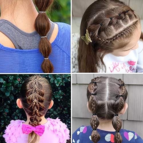 4000 Pcs Clear & Black Mini Hair Elastics for Toddlers & Kids - Strong, Stretchable Ponytail Bands