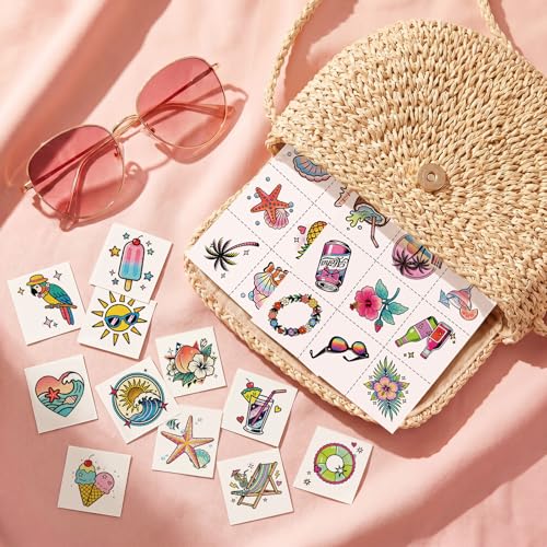 108 PCS Glitter Hawaiian Tattoos – Waterproof Summer Party Fun