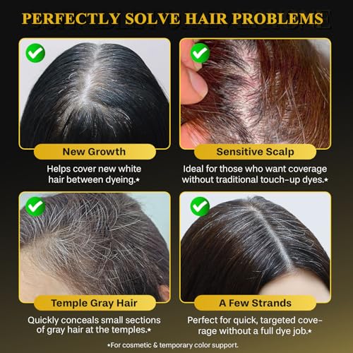 Instant Gray Hair Coverage Stick - Waterproof Hair Dye Comb (Black)