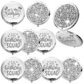 6 Pcs Birthday Squad Party Favor Magnifying Compact Mirrors Birthday Squad Travel Small Mirror for Purse Makeup Pocket Mirror for Women 20th 30th 40th 50th 60th Party Favor(Silver)