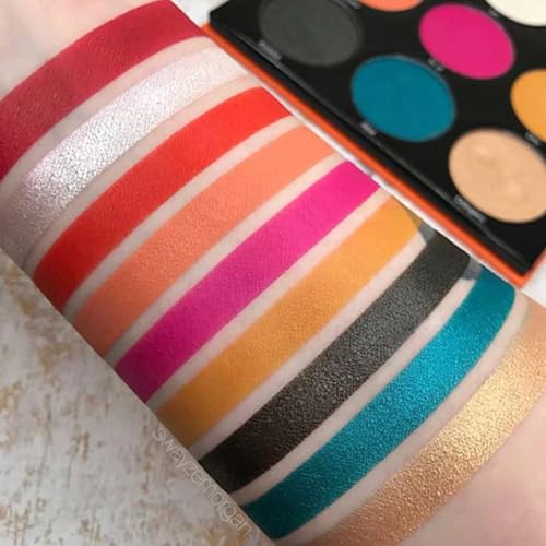 Juvia's Place Palette The Festival - Bold Coral, Red, Glittery Neutrals, Shades of 9, Bold and Fiery Palette, Pigmented Makeup Palette Eye Color & Shine