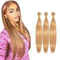 #27 Honey Blonde Straight Human Hair Bundles 3-Pack