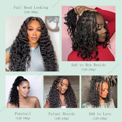 Deep Wave Crochet Human Hair Extensions Walnut #30 16 Inch Natural Braid Bundles