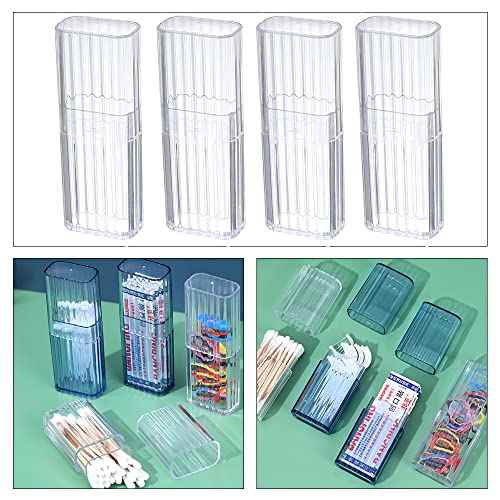 JIEDALIN 4 Pcs Cotton Swab Holder for Travel Mini Travel Swab Case Cotton Swab Box for Makeup Sponge Cotton Swabs Hair Ties Floss Cosmetics Makeup Bedroom Travel