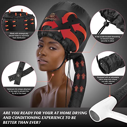 Bonnet Hair Dryer Attachment - Soft Adjustable Hood Cap