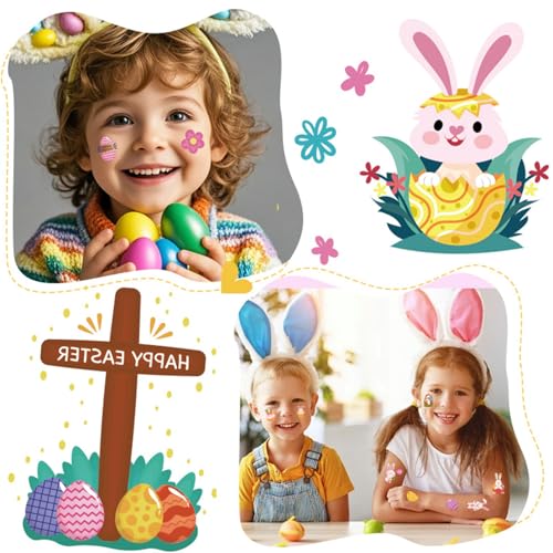 200 PCS Easter Temporary Tattoos Stickers, 20 Sheets Easter Themed Stickers for Teens and Adults, Sticker for Easter Eggs Decorations, Easter Egg Designs for Basket Stuffers and Holiday