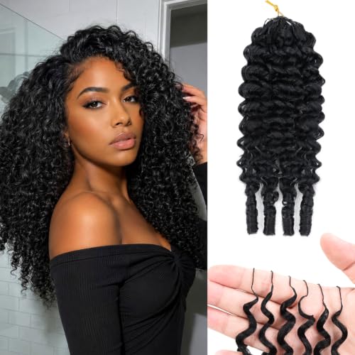 Feather Crochet Human Hair 16" 50g Knotless Black Curly