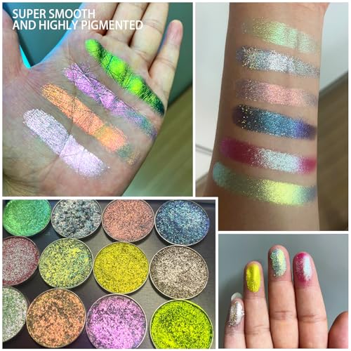 Professional multi-chrome eyeshadow,Handmade and long-lasting chameleon holographic,100% Vegan and Cruelty Free,Super Smooth and Highly Pigmented,Shine special colors (603)