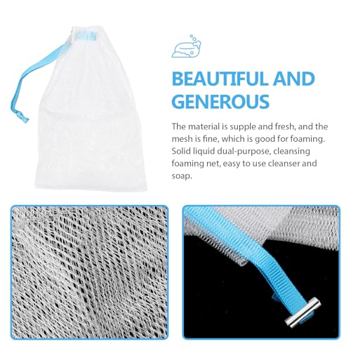 8Pcs Facial Cleansing Foaming Nets with Alloy Clips - Soap Mesh Bags