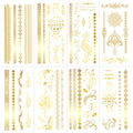 8 Sheet Gold Metallic Temporary Tattoos for Women