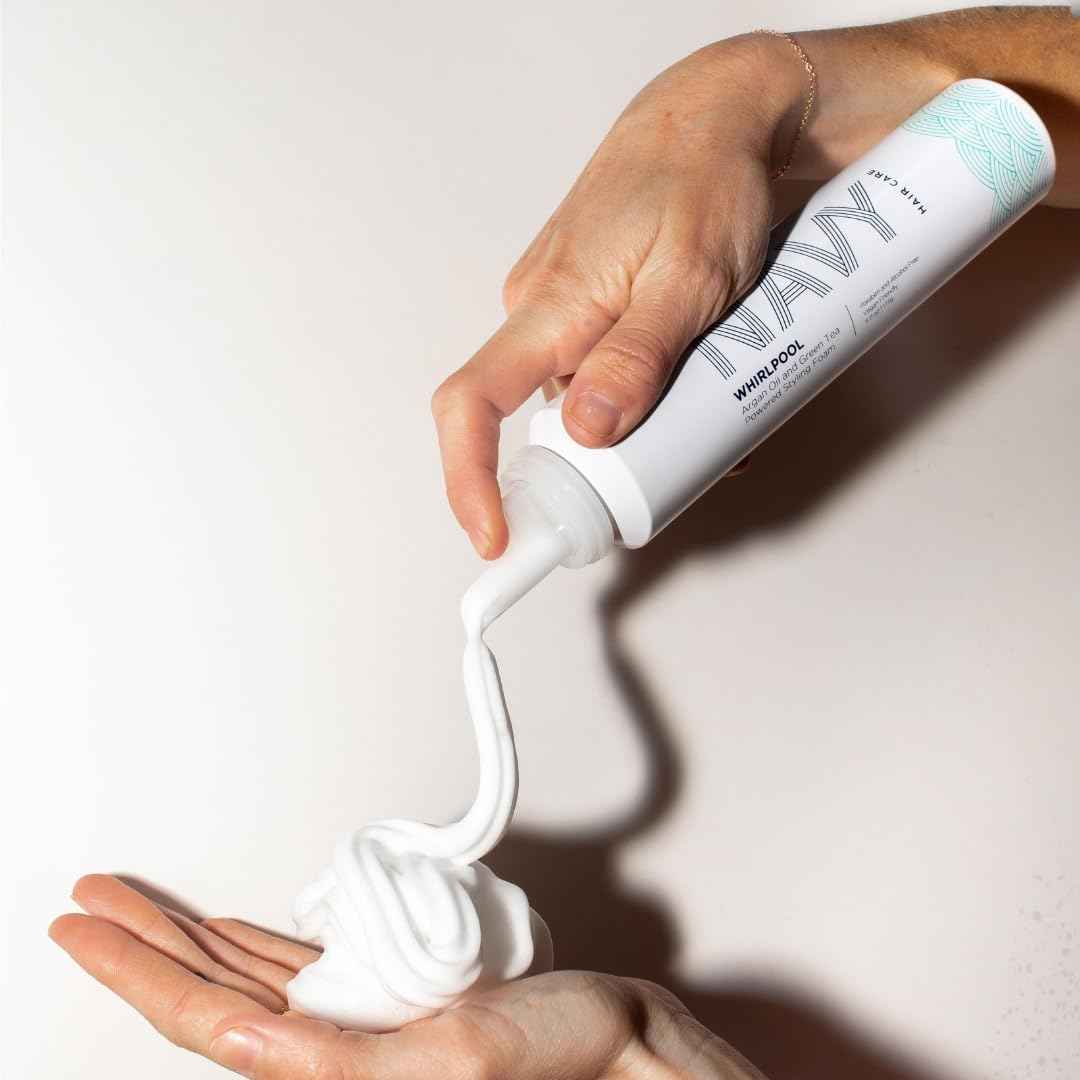 NAVY Hair Care Whirlpool Styling Foam for Curly Hair | Made with Argan Oil and Green Tea for Frizz Control | 6 oz