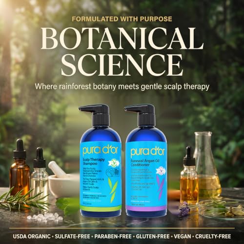PURA D'OR Tea Tree Peppermint Scalp Therapy Shampoo & Conditioner Set 16oz x2