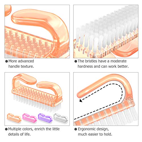 Larbois Nail Brush 4-Pack with Ergonomic Handle for Nails & Toes