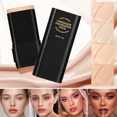 2Pcs Long-Lasting Concealer Foundation Stick, Face Foundation Contour Stick£¬Creamy Full Coverage, Hydrating Olive & Camellia Formula for Dark Circles & Blemishes (2#NATURAL)