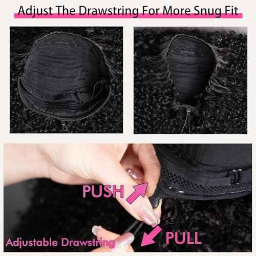 Larhali Half Wig Human Hair Glueless Wigs Upgrade 3 IN 1 Half Wig With Drawstring Seamless Clip Ins Flip Over Burmese Curly Human Hair No Glue No Lace For Women 200% Density (Natural Color, 22inch)