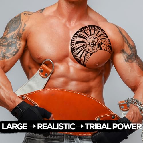 Waterproof Tribal Tattoos - 2 XL Sheets for Chest & Arms