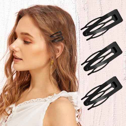20 Pcs Snap Hair Clips for Women Snap Hair Barrettes Double Grip Hair Clips 3 Prong Clips for Hair Barrettes for Women Girls (Black)