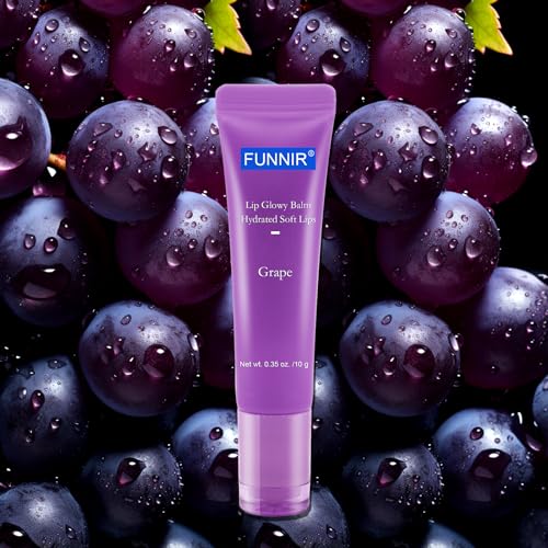 FUNNIR Lip Glowy Balm Stick,Moisturizing Lip Balm of Grape Scent