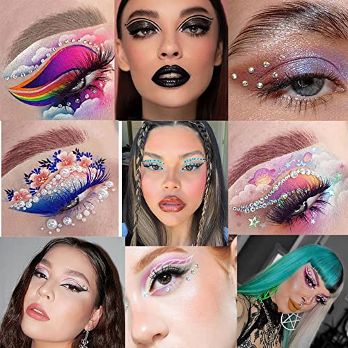 Eye Body Face Black Gems Jewels Rhinestone Stickers Acrylic Self Adhesive Crystal Makeup Diamonds Face Tattoo Stick Gems for Women Festival Accessory DIY Crafts and Nail Art Decorations 3 Sheets
