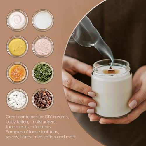 Tecohouse 8 oz Glass Jars with Lids, 30 Pack Candle Jars Canning Mason Jars with Lids, White Labels & Inner Liners, Empty Airtight Round Clear Slime Containers for Cream, Spice, Lotion, Ointments