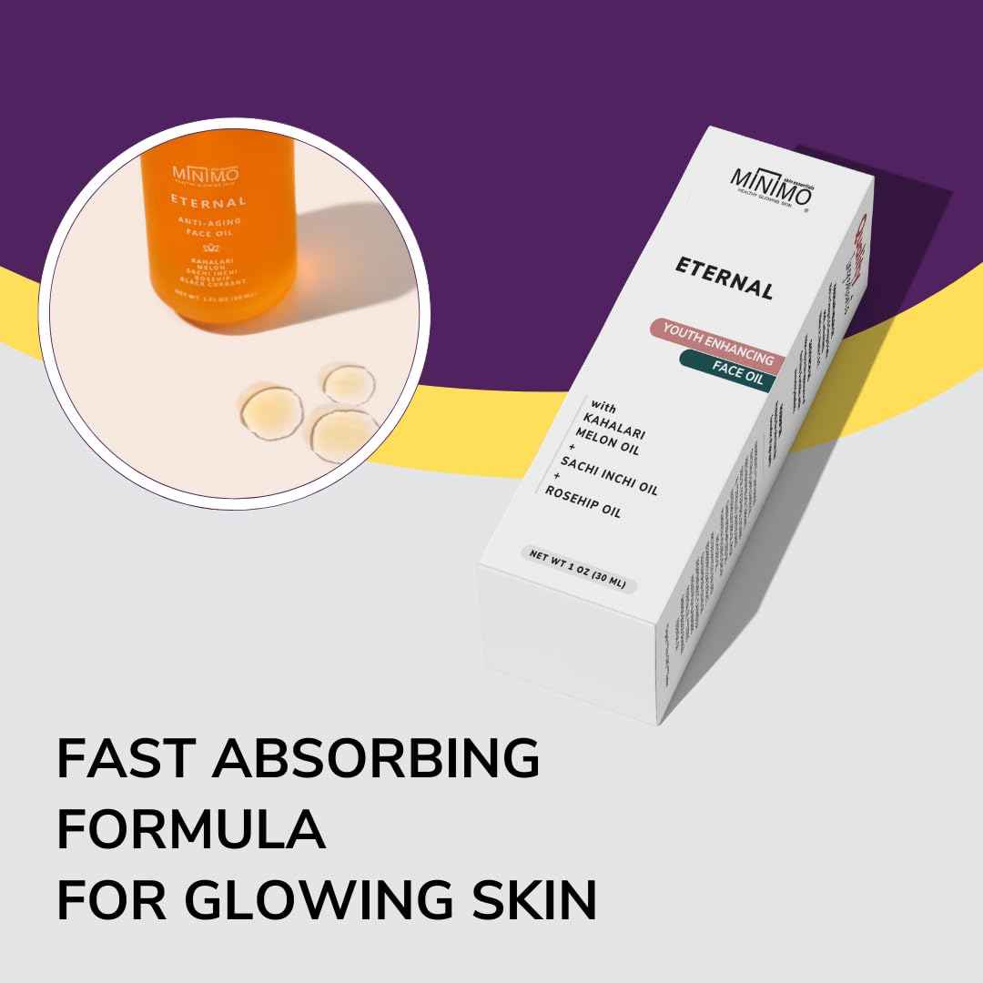 Minimo Skin Essentials Vitamin C Glow Face Oil – Facial Oil Instantly Nourishes | Vitamin C face Oil for glowing Radiant skin | Eternal Concentrated Lightweight Youth Enhancing Daily Face Oil - 1 oz