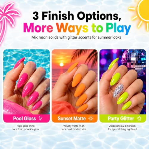 Beetles Neon Gel Nail Polish Set - 23 Pcs Rainbow Kit with Base & Top Coat