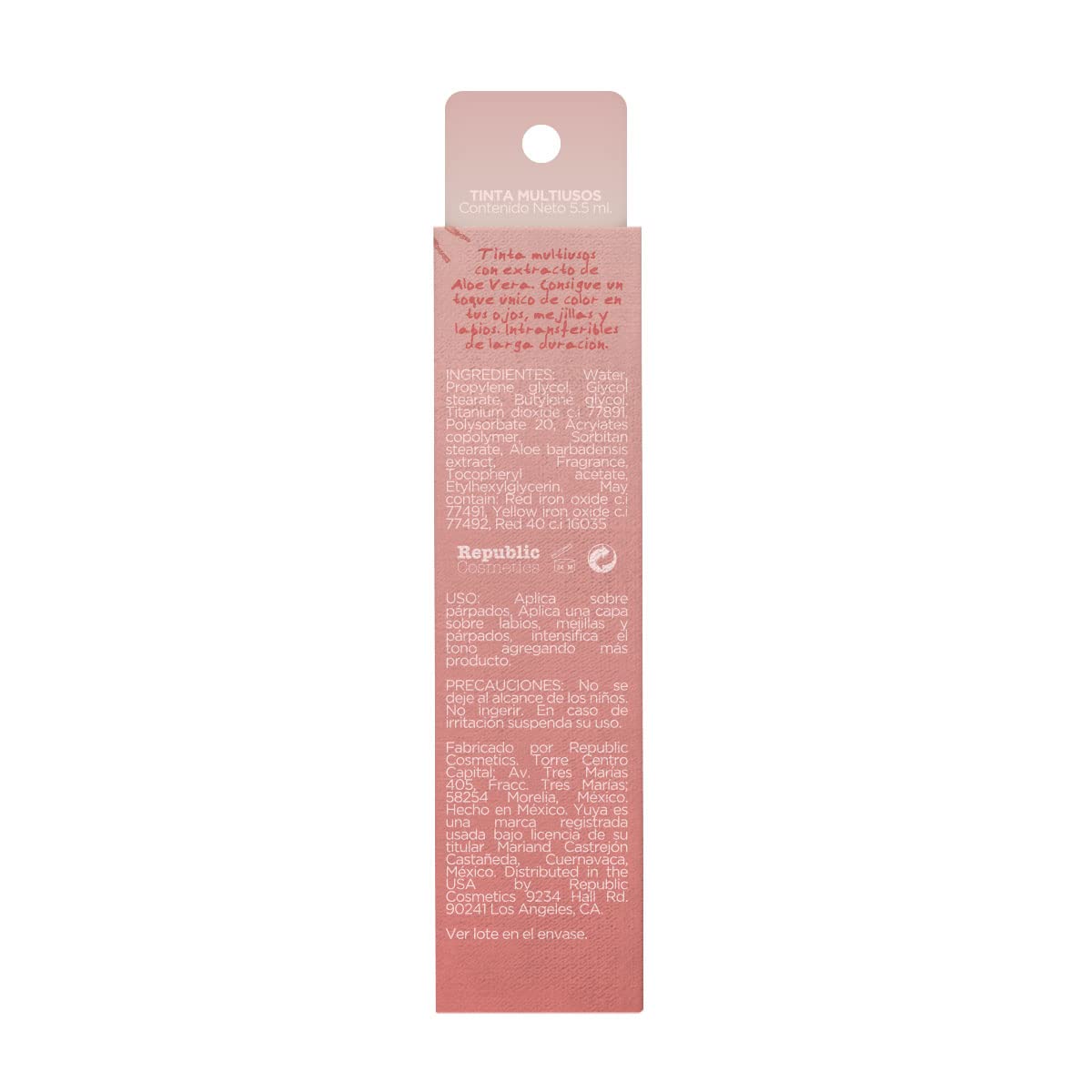 YuYa - Cruelty-Free Makeup Tint for Lips, Cheeks, and Eyes - Aloe Vera Rosewood Shade - Long-Lasting and Non-Transferable - Perfect Travel Size