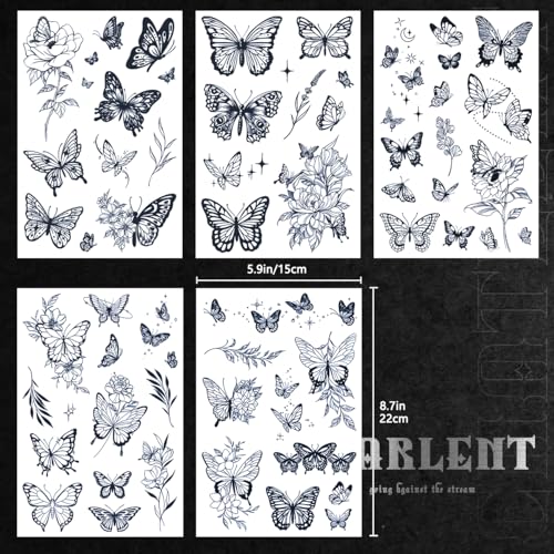 CHARLENT Butterfly Semi-Permanent Tattoos - 1-2 Week Waterproof