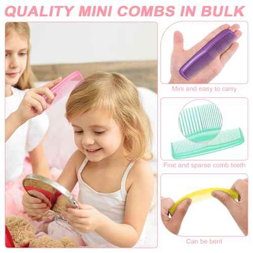 HOFASON 14 Pieces Bulk Mini Wet Hair Brush & Mini Combs Set for Kids Girls Women, Bridesmaid Gifts, Spa Party Supplies, Summer Stuff, 7 Travel Small Brush for Hair 7 Fine Wide Hair Combs for Boy Men