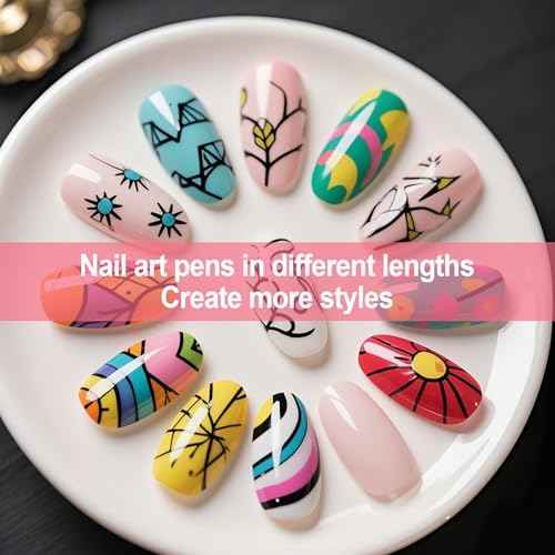 Artdone Wood Grain Nail Art Pens, Liner Brushes Set, 5PCS Brown Color Nail Tools For Long Lines, Thin Details, Fine Drawing, Liner Brush UV Gel Polish Painting Nail Design Sizes 5/12/13/20/25mm