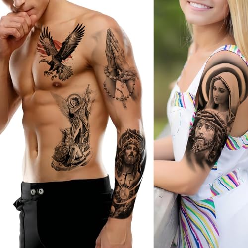 Religious Temporary Tattoos - Jesus, Angels & Mary Pack