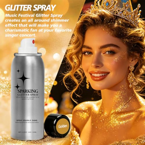 Hair and Body Glitter Spray - 100ml Gold, Quick-Drying