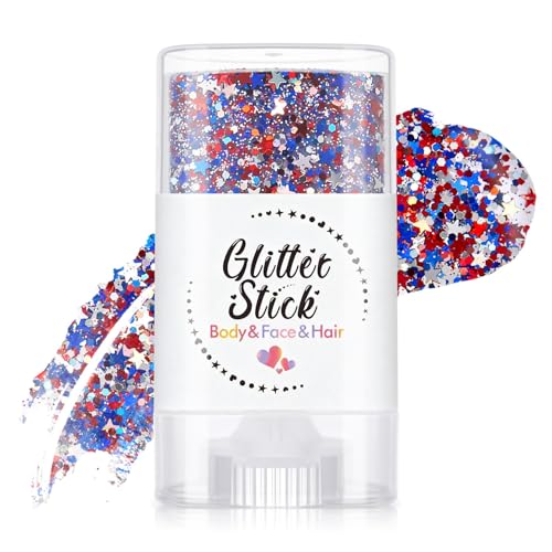 Red White Blue Glitter Stick for 4th of July & Patriotic Events