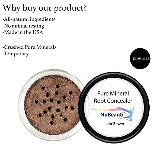 NuBeauti Light Brown Root Touch Up Powder - Natural Hairline Concealer, Talc-Free, Long-Lasting, No Brush Needed