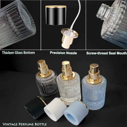3 Pcs 30ml/1oz Empty Perfume Spray Bottles, Refillable Perfume Spray Bottles, Glass Fine Mist Atomizers, Gradient Color Travel Fragrance Containers for Perfume and Cologne (A)