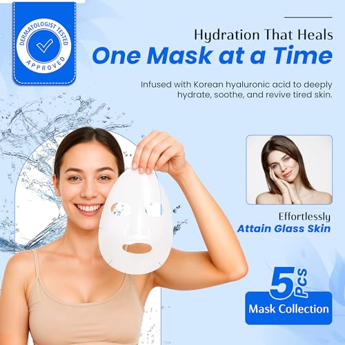 Melting Hydrogel Face Mask with Hyaluronic Acid ? Deep Hydration & Pore Tightening, Glass Skin Look ? Dermatologist Tested, Anti Aging Korean Skin Care, Vegan, Clean Beauty ? Pack of 10