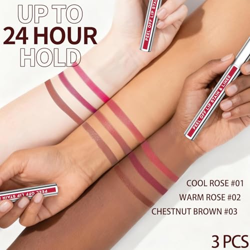 3-Piece Peel Off Lip Stain Set - Long-Lasting Waterproof